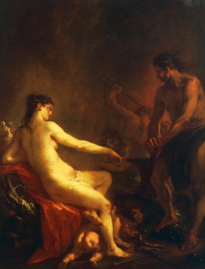 Vénus e Cupido na Forja de Vulcano de Martin Johann Schmidt
