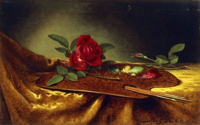 Rosas em uma paleta, 1880 "s de Martin Johnson Heade