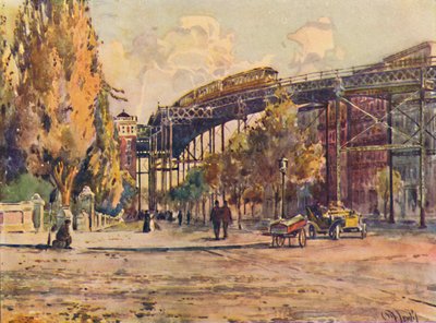 Estrada de ferro elevada, Nova York, 1916 de Martin Lewis