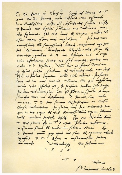 Carta de Martin Luther a Thomas Cromwell, 9 de abril de 1536 de Martin Luther