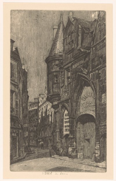 Vista da rua com o Hôtel de Sens em Paris de Martin Monnickendam
