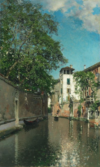 Canal em Veneza, c.1880 (óleo sobre tela) de Martín Rico y Ortega