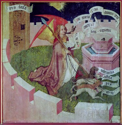 Retábulo dos Dominicanos: A Caça Mística, c.1470-80 (ver também 67723) de Martin Schongauer