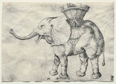 Um elefante com Howdah, c. 1485 de Martin Schongauer