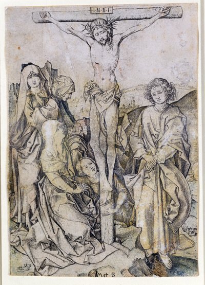 Cristo na Cruz, com a Virgem e São João (gravura) de Martin Schongauer