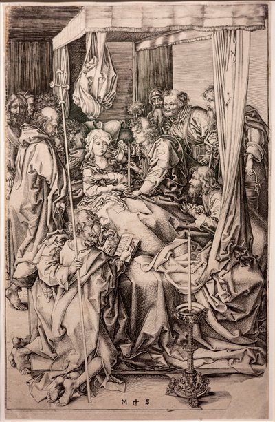 Gravura sobre papel. A Morte da Virgem. Martin Schongauer. Ca 1470-1491. (gravura sobre papel) de Martin Schongauer