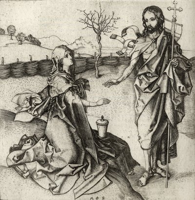 Nosso Salvador aparecendo a Maria Madalena no Jardim, de "Um Catálogo de uma Coleção de Gravuras, Gravuras e Xilogravuras", de Richard Fisher, publicado em 1879 de Martin Schongauer
