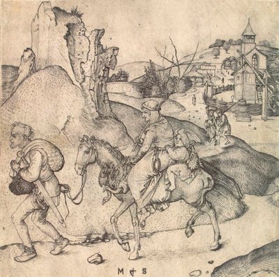 Família camponesa indo ao mercado, entre 1473 e 1475. de Martin Schongauer