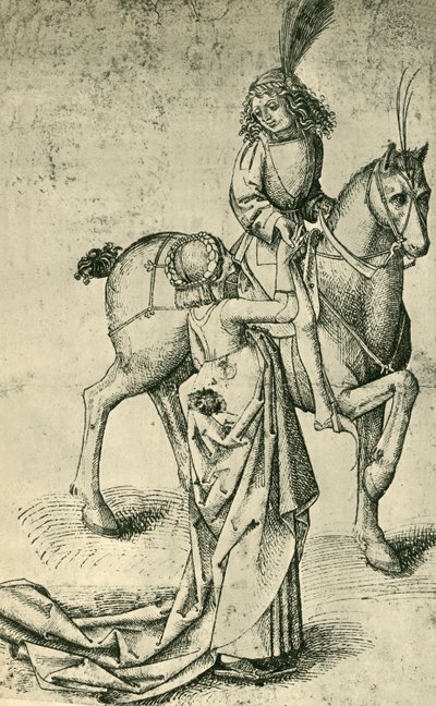 Cavaleiro e mulher, c1480, 1943. de Martin Schongauer