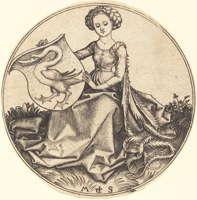 Escudo com Cisne, Segurado por Mulher de Martin Schongauer