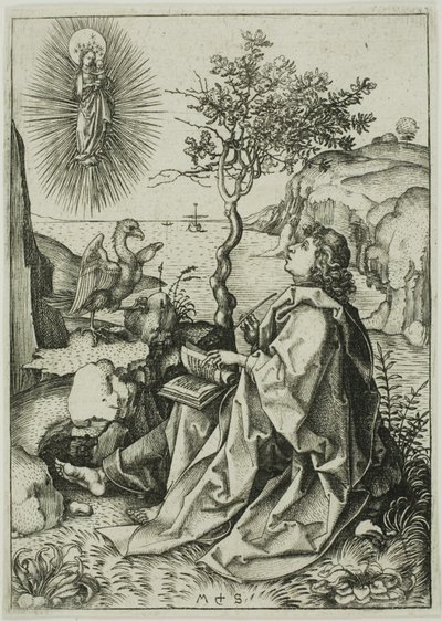 São João Evangelista em Patmos de Martin Schongauer