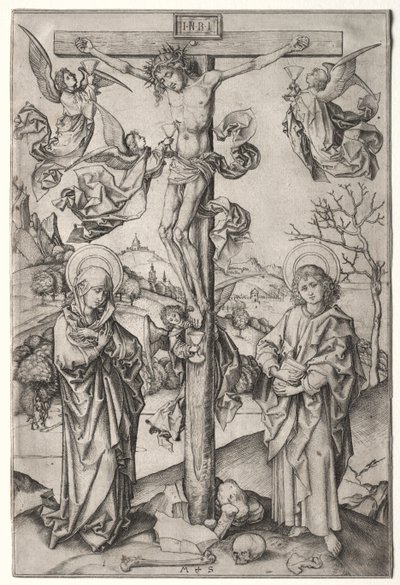 A crucificação com quatro anjos de Martin Schongauer
