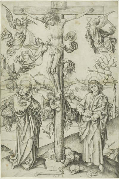 A Crucificação com quatro anjos de Martin Schongauer