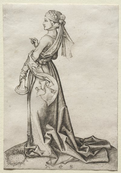 A primeira das virgens tolas. de Martin Schongauer