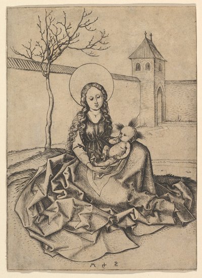 Madonna e criança no pátio, ca. 1435-1491. de Martin Schongauer