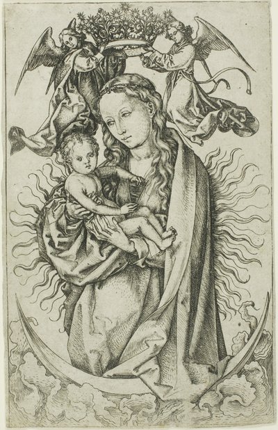 A Madona no Crescente Coroada por Dois Anjos de Martin Schongauer