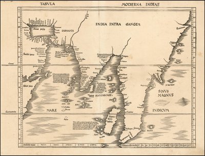 Mapa de 1513 do Sul e Sudeste Asiático de Martin Waldseemüller de Martin Waldseemuller