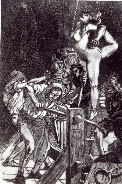Punição de uma bruxa, 1911 litho de Martin van Maele