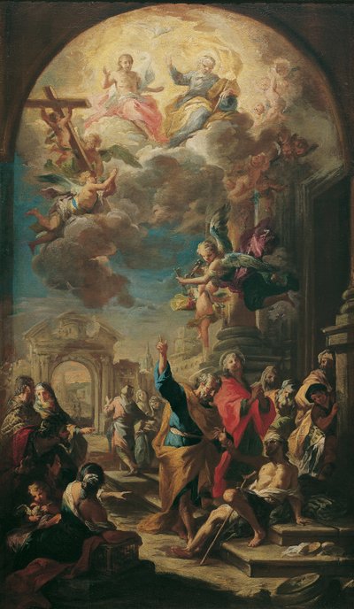 Os apóstolos Pedro e João curam um coxo de Martino Altomonte