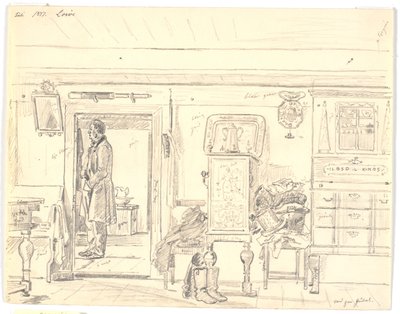 Casa de fazenda com homem de pé, Læsø de Martinus Rørbye