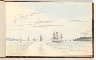 Paisagem costeira com navios de Martinus Rørbye