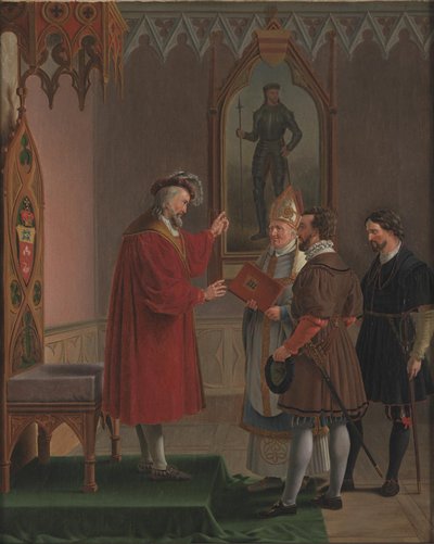 Adolf, duque de Schleswig-Holstein, recusa a oferta de acesso ao trono dinamarquês. Copie após C. W. Eckersberg de Martinus Rørbye