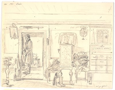 Casa de fazenda com homem de pé, Læsø de Martinus Rørbye