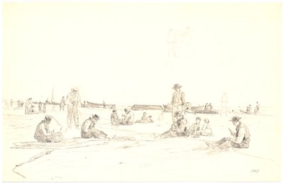 Redes finas de pescadores na praia, Skagen de Martinus Rørbye