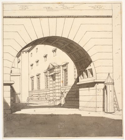 Pré-estudo para a pintura "O Edifício de Detenção no Conselho e Tribunal" de Martinus Rørbye