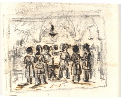 Rascunho de composição com uma cena medieval (?) de Martinus Rørbye
