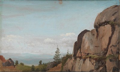 Paisagem norueguesa com rochas em primeiro plano de Martinus Rørbye
