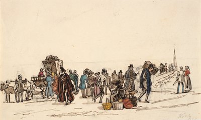 Estudo para a "ponte de navios em Horten em Christiania Fiorden" de Martinus Rørbye