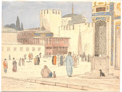 A praça em frente a Bab-i-Hümayan em Constantinopla de Martinus Rørbye