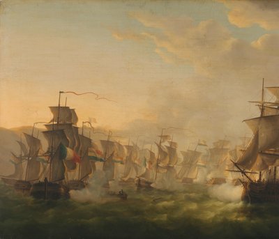 Choque das frotas holandesa e britânica durante a passagem da Flotilha Holandesa para Boulogne (1804) de Martinus Schouman (signed by artist)
