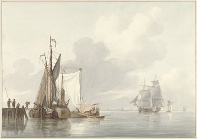 Vista para o rio com navios atracados de Martinus Schouman