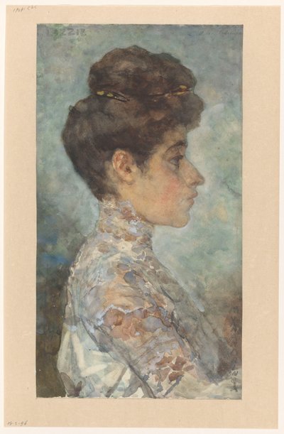 Retrato de Lizzy, em perfil à direita de Martinus van Andringa