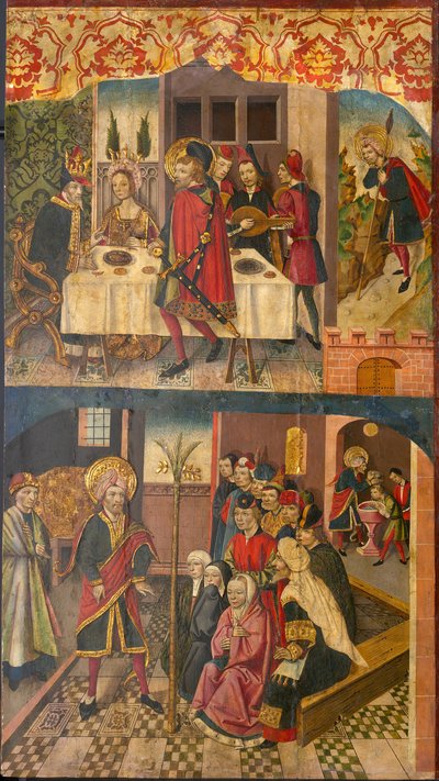 São Cristóvão se despedindo do rei que temia Satanás, São Cristóvão e seus convertidos... de Martín de Soria