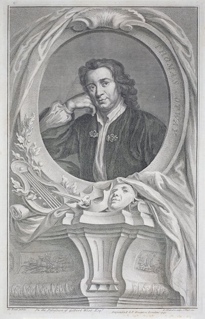 Retrato de Thomas Otway (1652-85) gravado por Jacobus Houbraken (1698-1780) (gravura) de Mary (after) Beal