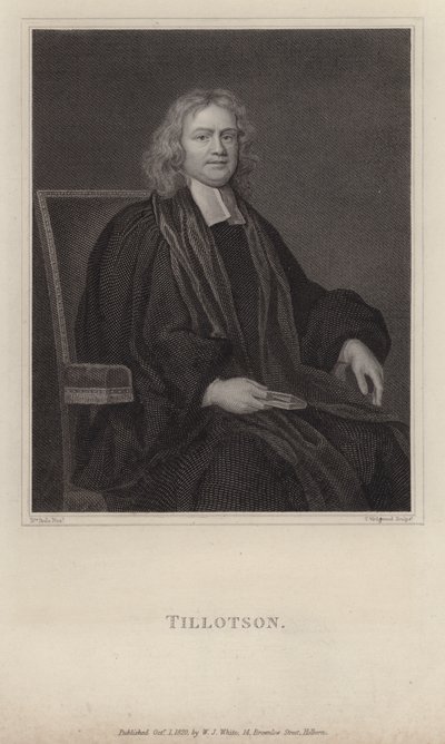 John Tillotson, Arcebispo de Canterbury (gravura) de Mary (after) Beale