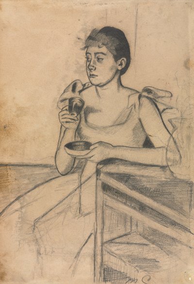 Café após o jantar reto, Café após o jantar verso, c. 1889 de Mary Cassatt
