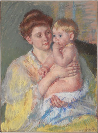 Bebê John com o dedo indicador na boca de Mary Cassatt