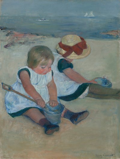 Crianças a brincar na praia de Mary Cassatt