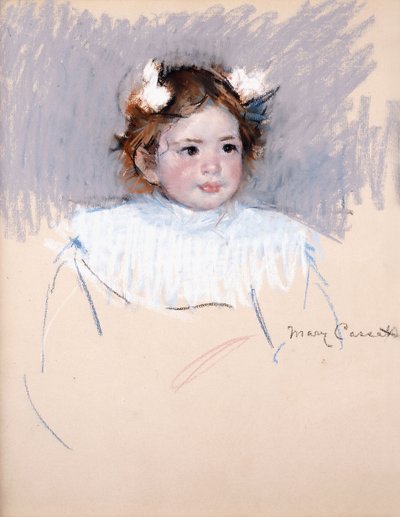Ellen com arcos no cabelo, olhando bem, 1899 de Mary Cassatt