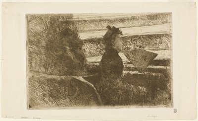 Dama de Preto, em um Loge, Virado à Direita de Mary Cassatt