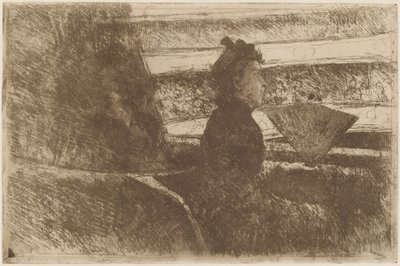 Lady in Black, in a Loge, Facing Right, c. 1880. de Mary Cassatt