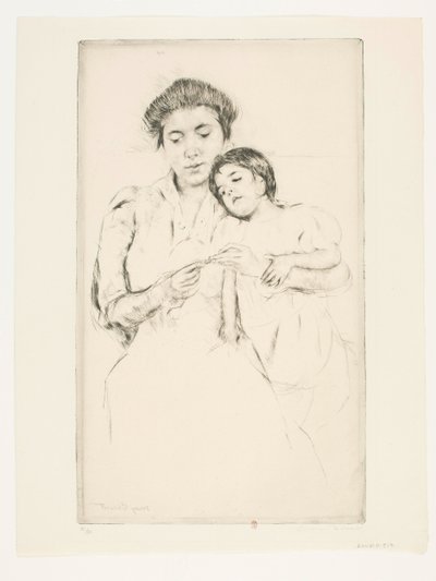 Lição de croché de Mary Cassatt