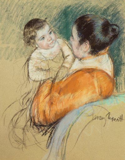Mãe Louise, segurando seu filho de olhos azuis, de Mary Cassatt