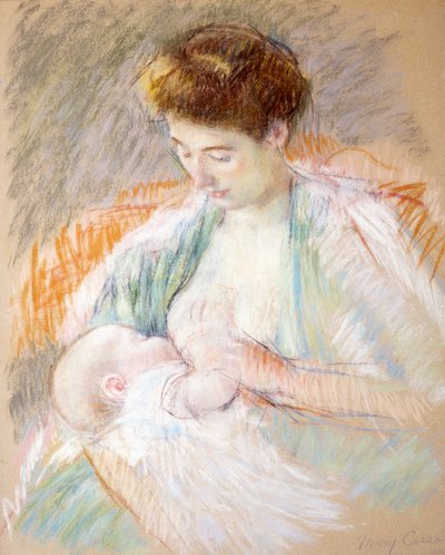 Mãe Rose amamentando seu filho, c.1900 (pastel sobre papel) de Mary Cassatt