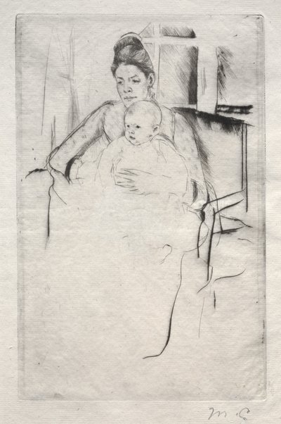 A Sra. Gardner Cassatt e seu bebê sentados perto de uma janela, c. 1887 de Mary Cassatt