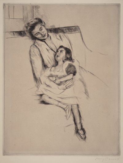 Reine e Margot sentadas num sofá (n.º 2) de Mary Cassatt